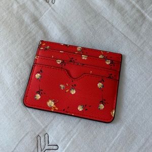 Red floral card holder